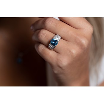 Bague Elisabeth en Argent avec oxyde de zirconium bleu topaze