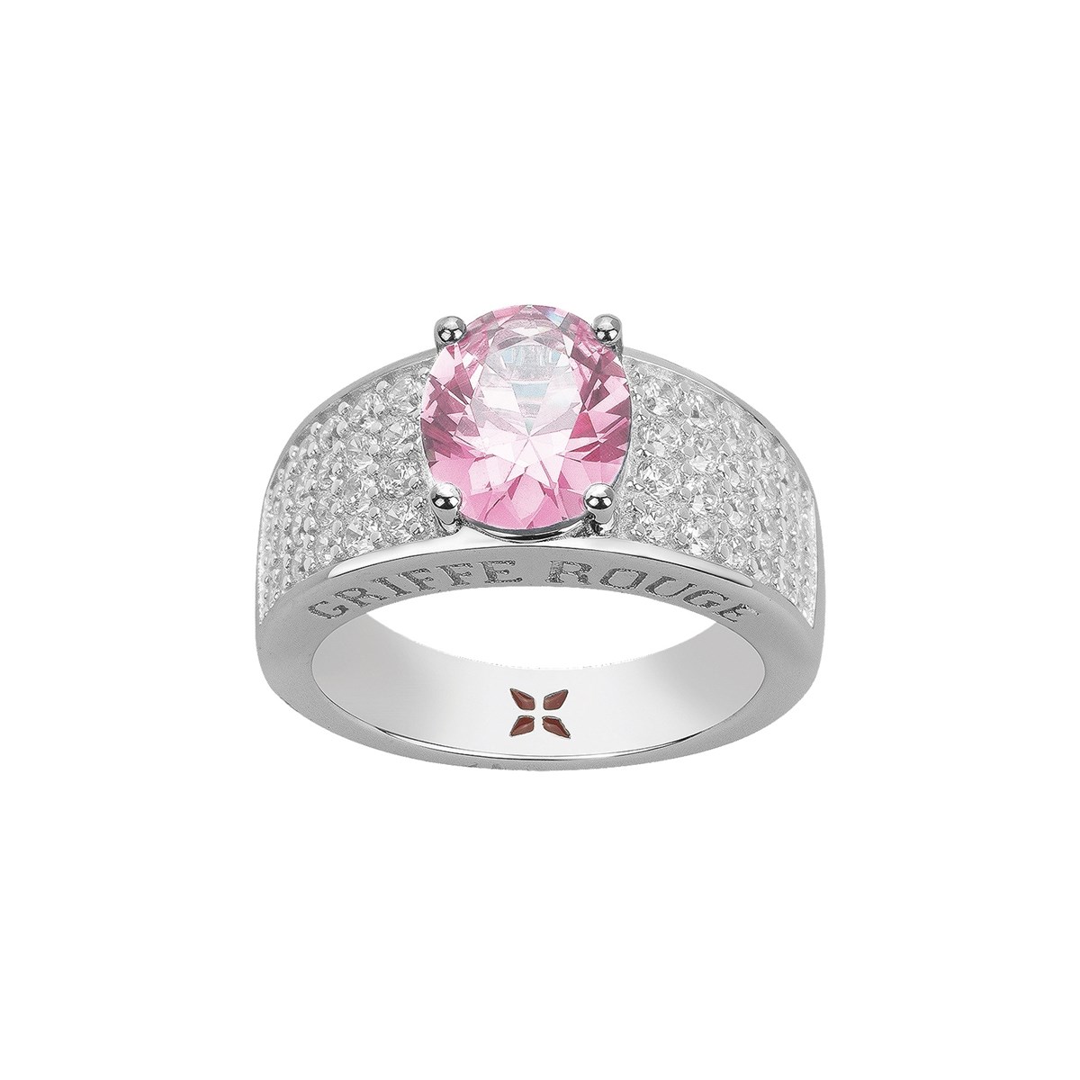 Bague ELISABETH en Argent avec pierre synthétique rose