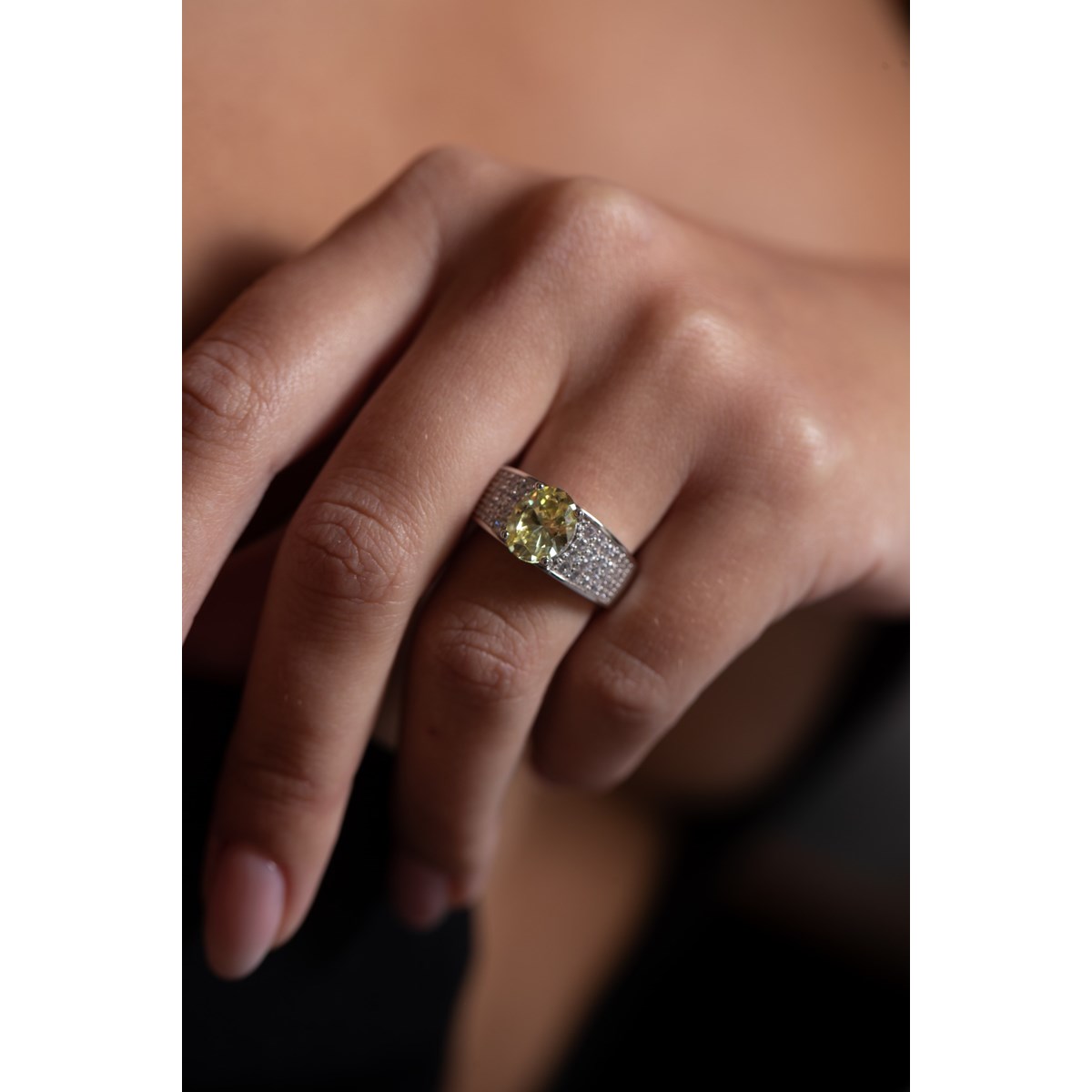 Bague Elisabeth en Argent avec oxyde de zirconium vert - vue 2