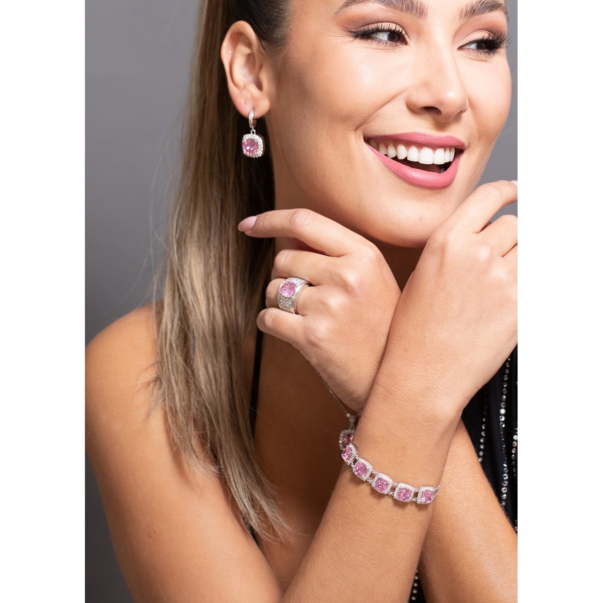 Bague Margaret en Plaqué Or avec oxyde de zirconium rose - vue 3
