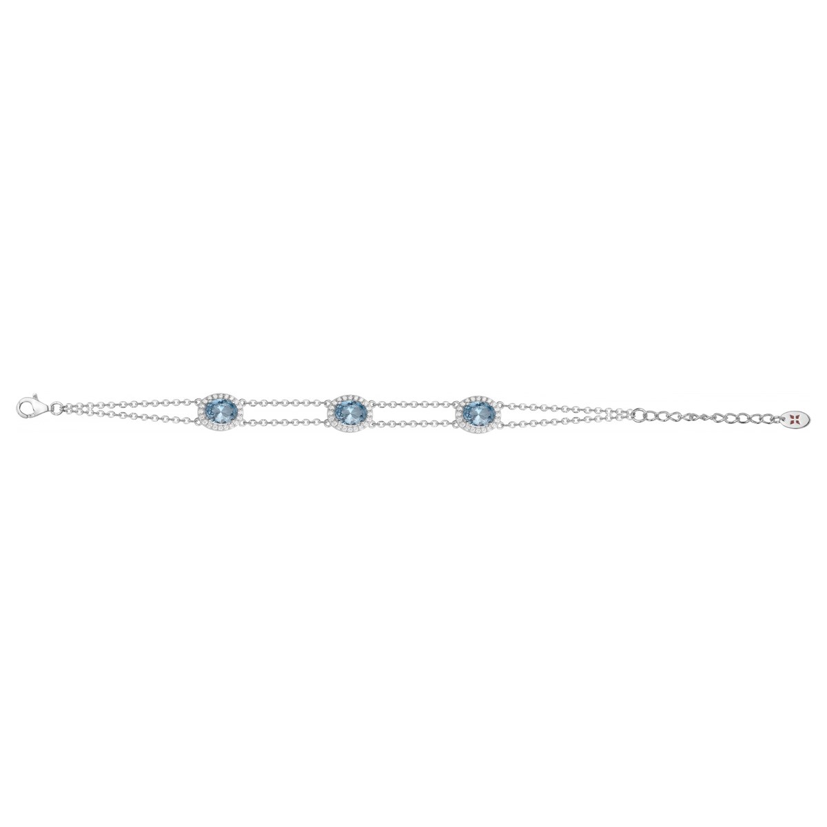 Bracelet souple VICTORIA en Argent avec pierre synthétique bleu topaze