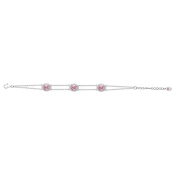 Bracelet souple VICTORIA en Argent avec pierre synthétique rose