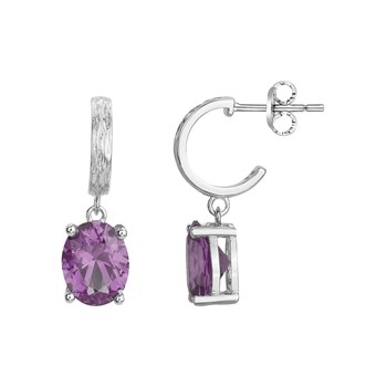 Boucles d'oreilles pendantes Elisabeth en Argent avec oxyde de zirconium mauve amethyste