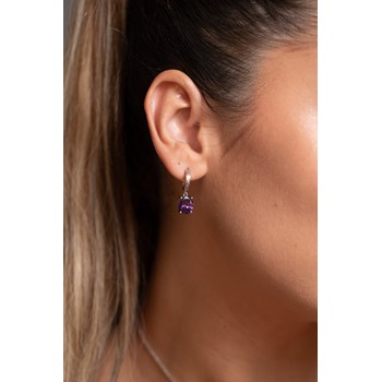 Boucles d'oreilles pendantes Elisabeth en Argent avec oxyde de zirconium mauve amethyste