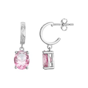 Boucles d'oreilles pendantes Elisabeth en Argent avec oxyde de zirconium rose