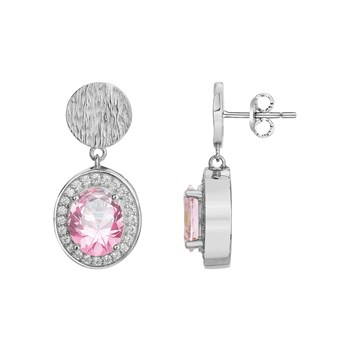 Boucles d'oreilles pendantes Victoria en Argent avec oxyde de zirconium rose