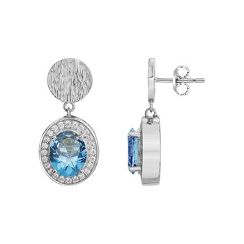 Boucles d'oreilles pendantes Victoria en Argent avec oxyde de zirconium bleu topaze