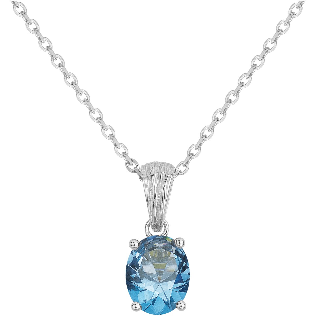 Collier mono-motif Elisabeth en Argent avec oxyde de zirconium bleu topaze