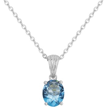 Collier mono-motif Elisabeth en Argent avec oxyde de zirconium bleu topaze