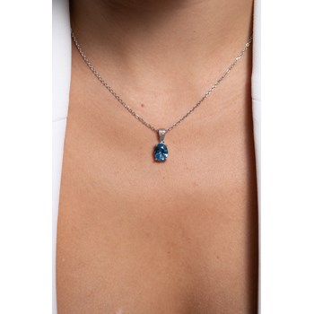 Collier mono-motif Elisabeth en Argent avec oxyde de zirconium bleu topaze