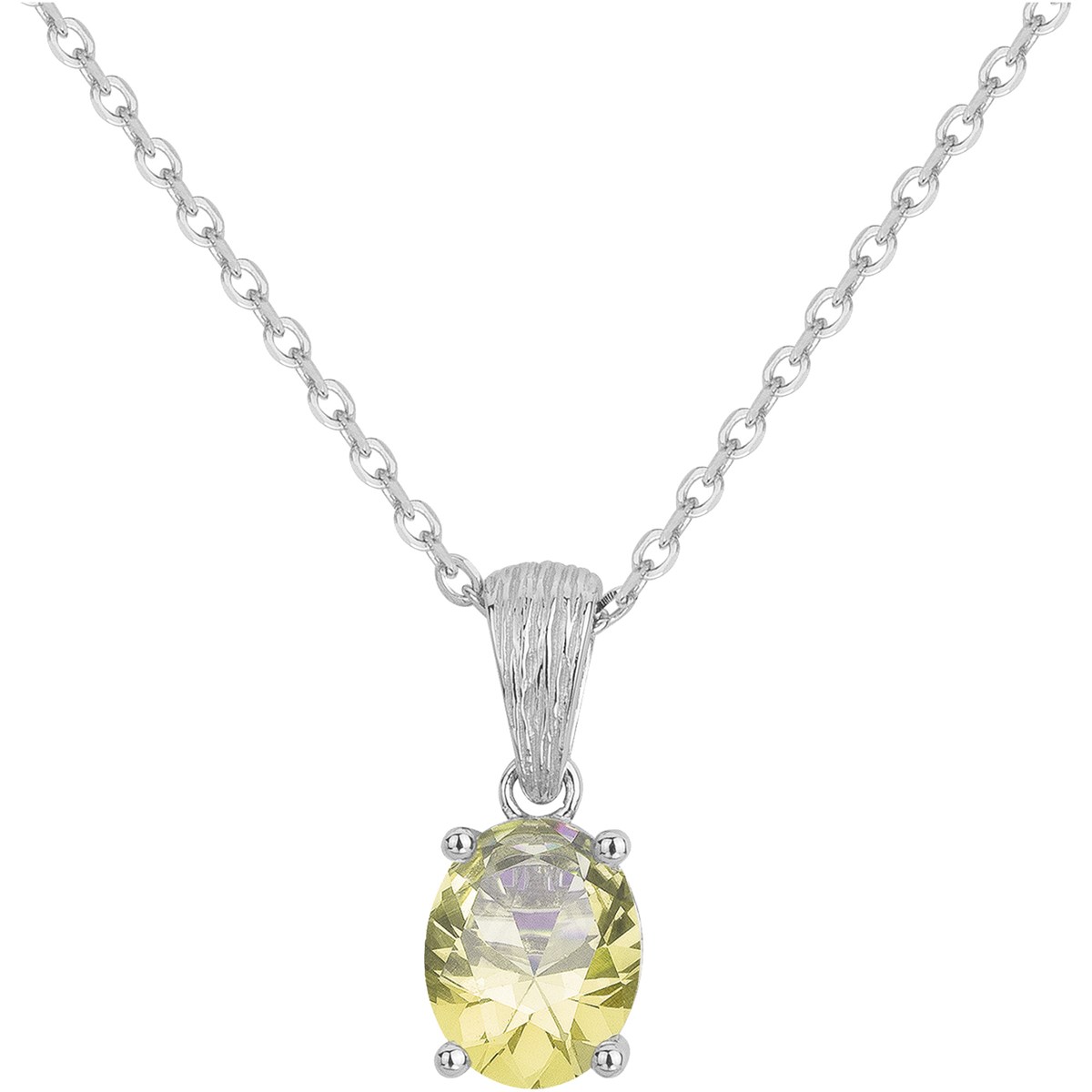 Collier mono-motif Elisabeth en Argent avec oxyde de zirconium vert