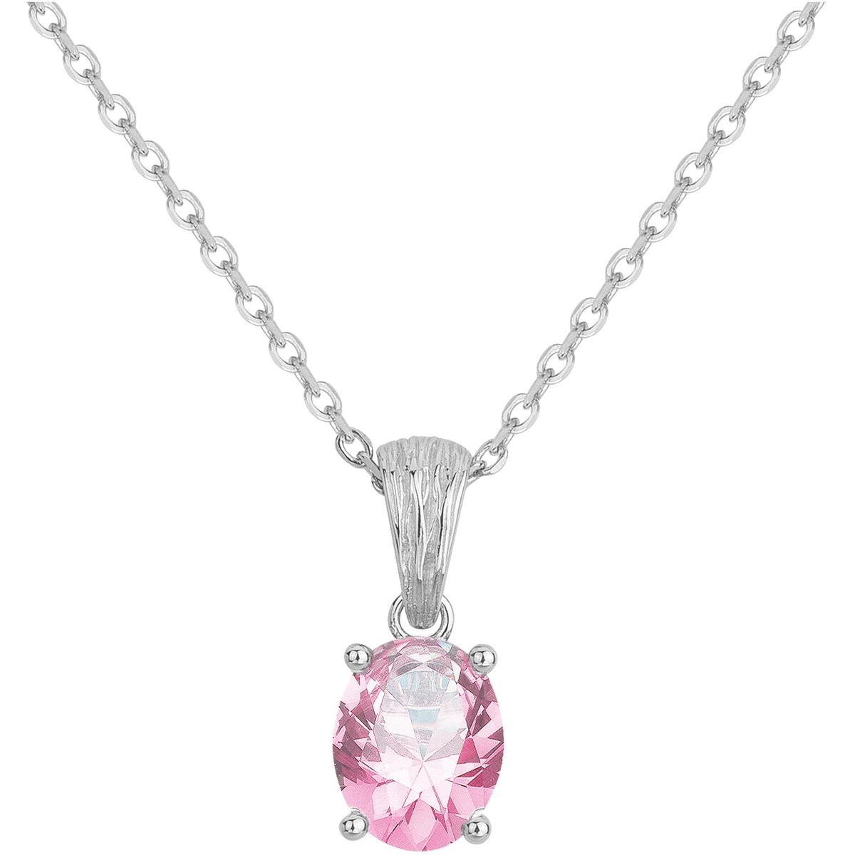 Collier mono-motif Elisabeth en Argent avec oxyde de zirconium rose