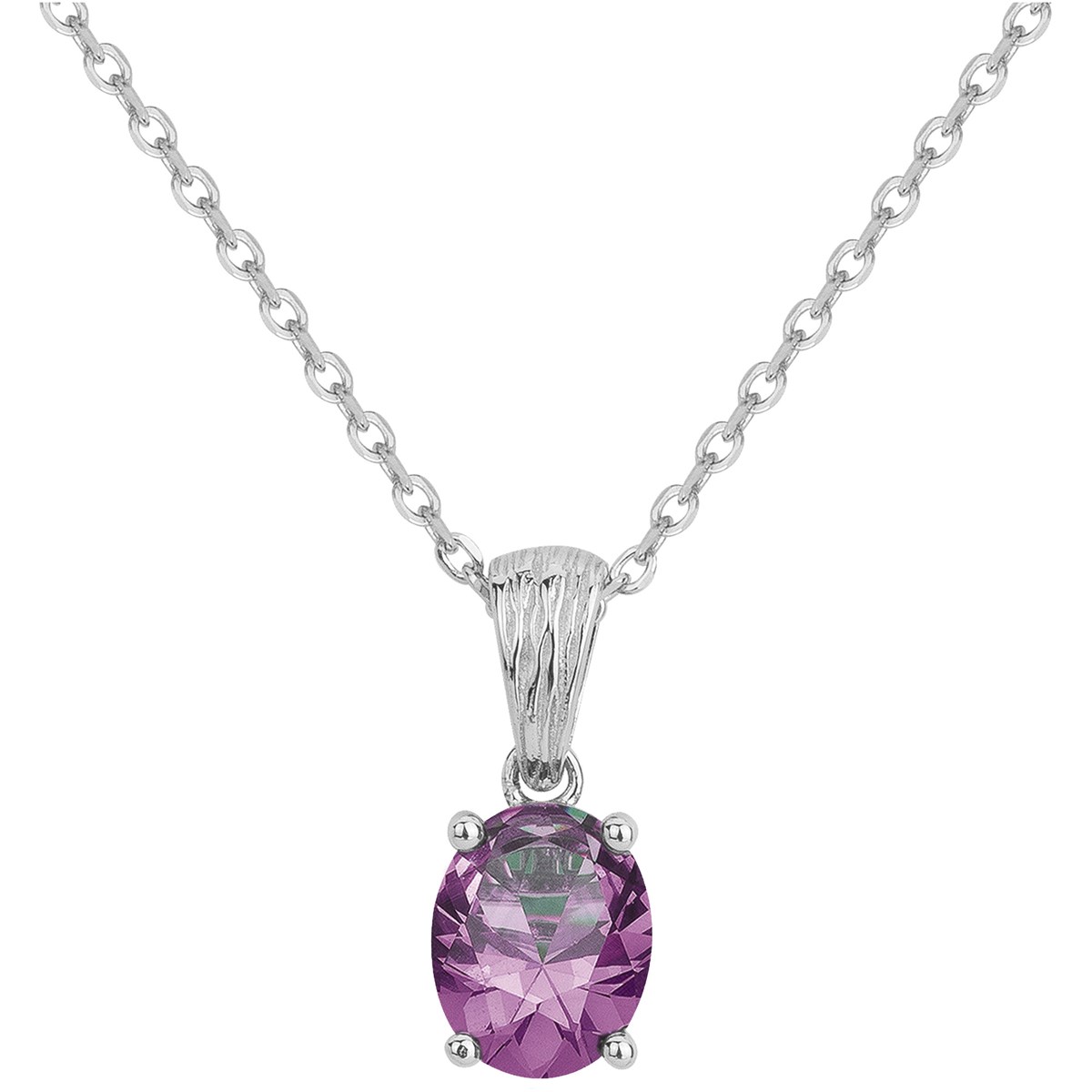 Collier mono-motif Elisabeth en Argent avec oxyde de zirconium mauve amethyste
