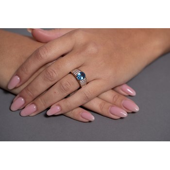 Bague Elisabeth en Plaqué Or avec oxyde de zirconium bleu topaze