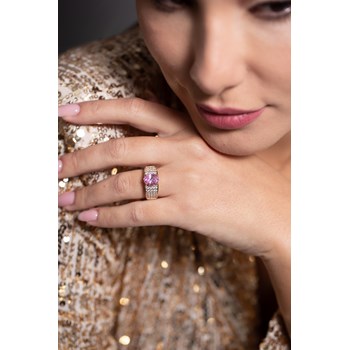 Bague Elisabeth en Plaqué Or avec oxyde de zirconium rose