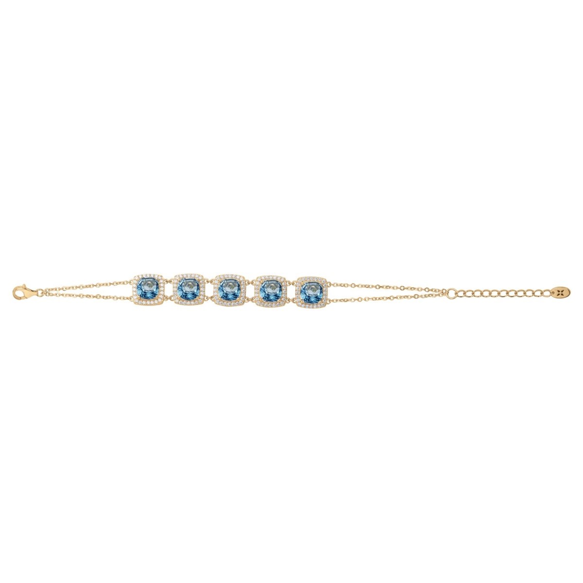 Bracelet souple MARGARET en Plaqué Or avec oxyde de zirconium bleu topaze