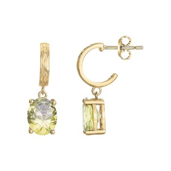 Boucles d'oreilles pendantes Elisabeth en Plaqué Or avec oxyde de zirconium vert