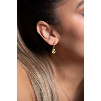 Boucles d'oreilles pendantes Elisabeth en Plaqué Or avec oxyde de zirconium vert