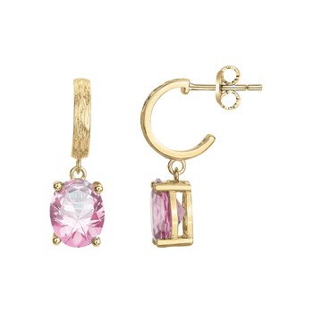 Boucles d'oreilles pendantes Elisabeth en Plaqué Or avec oxyde de zirconium rose