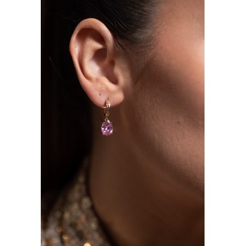 Boucles d'oreilles pendantes Elisabeth en Plaqué Or avec oxyde de zirconium rose