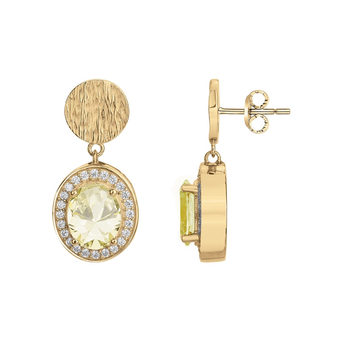 Boucles d'oreilles pendantes VICTORIA en Plaqué Or avec oxyde de zirconium vert