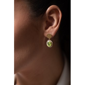 Boucles d'oreilles pendantes Victoria en Plaqué Or avec oxyde de zirconium vert