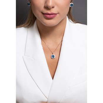 Collier mono-motif Margaret en Plaqué Or avec oxyde de zirconium bleu topaze