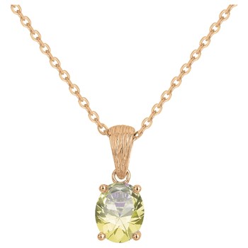 Collier mono-motif Elisabeth en Plaqué Or avec oxyde de zirconium vert