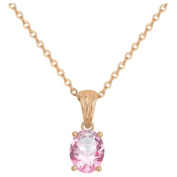 Collier mono-motif Elisabeth en Plaqué Or avec oxyde de zirconium rose