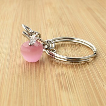 Silver-plated zirconium oxide apple key ring