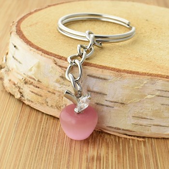 Silver-plated zirconium oxide apple key ring