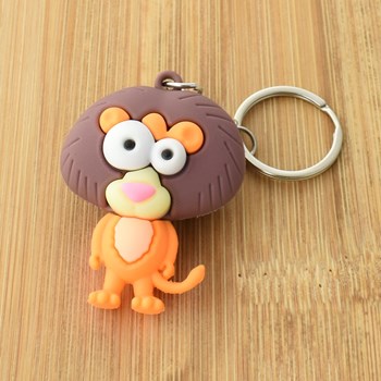 Funny orange and brown 3D lion key ring