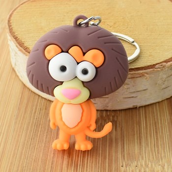 Funny orange and brown 3D lion key ring