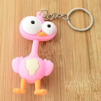 3D pink funny bird hen key ring