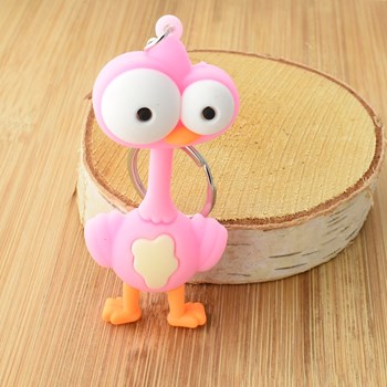 3D pink funny bird hen key ring