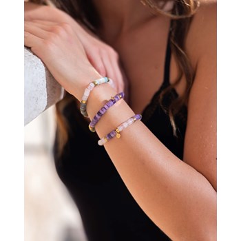 Bracelet Perles Heishi Améthyste Et Pierre De Lune