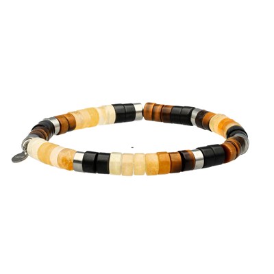 Bracelet Extensible Femme Homme Perles Agate Noire Confiance en Soi