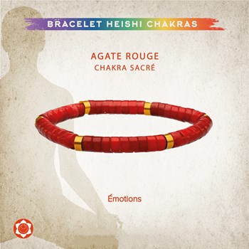 Bracelet Chakra Perles Heishi Agate Rouge