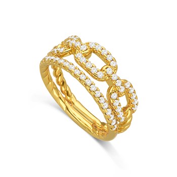 Bague Dorée Anneau Et Maille Sertie