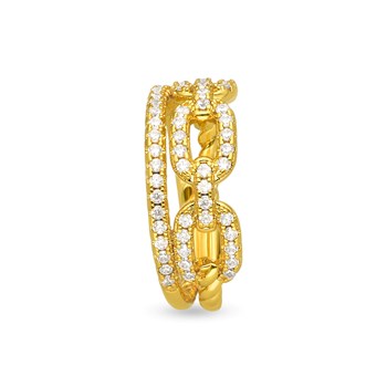 Bague Dorée Anneau Et Maille Sertie