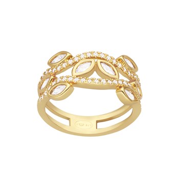 Bague Dorée Motif Floral Coloré