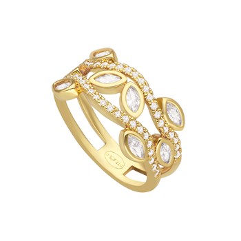 Bague Dorée Motif Floral Coloré