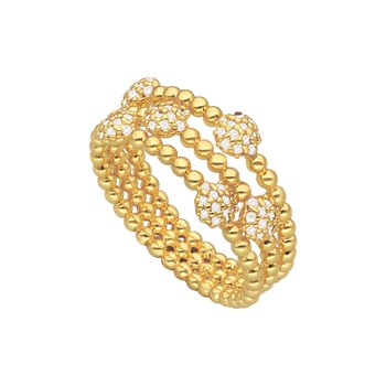 Bague Dorée Multi Anneaux Et Cercles Sertis