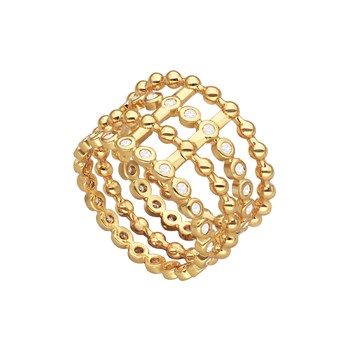 Bague Dorée Multi Anneaux De Cercles Sertis