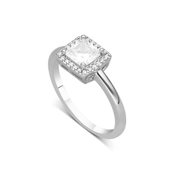 Bague Argentée Solitaire Carré