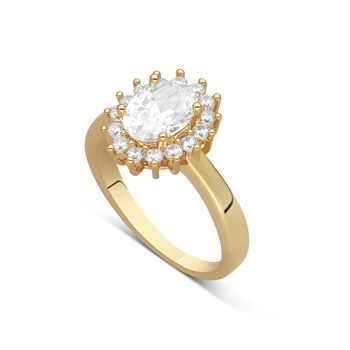 Bague Solitaire Oval Dorée