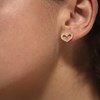 Boucles D'oreilles En Argent Doré Coeur Serti De Zirconium Blanc - vue V2