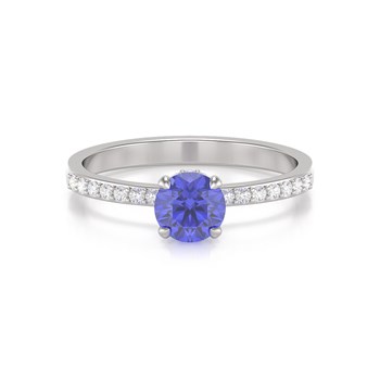 Bague Tanzanite et diamants sur Argent 925 2.4grs
