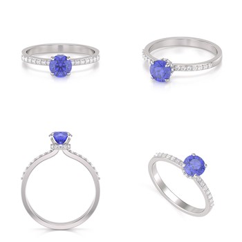 Bague Tanzanite et diamants sur Argent 925 2.4grs
