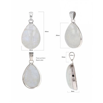 Pendentif Lyra Pierre de Lune et Argent 925 | ADEN Design Goutte | Bijou Lumineux